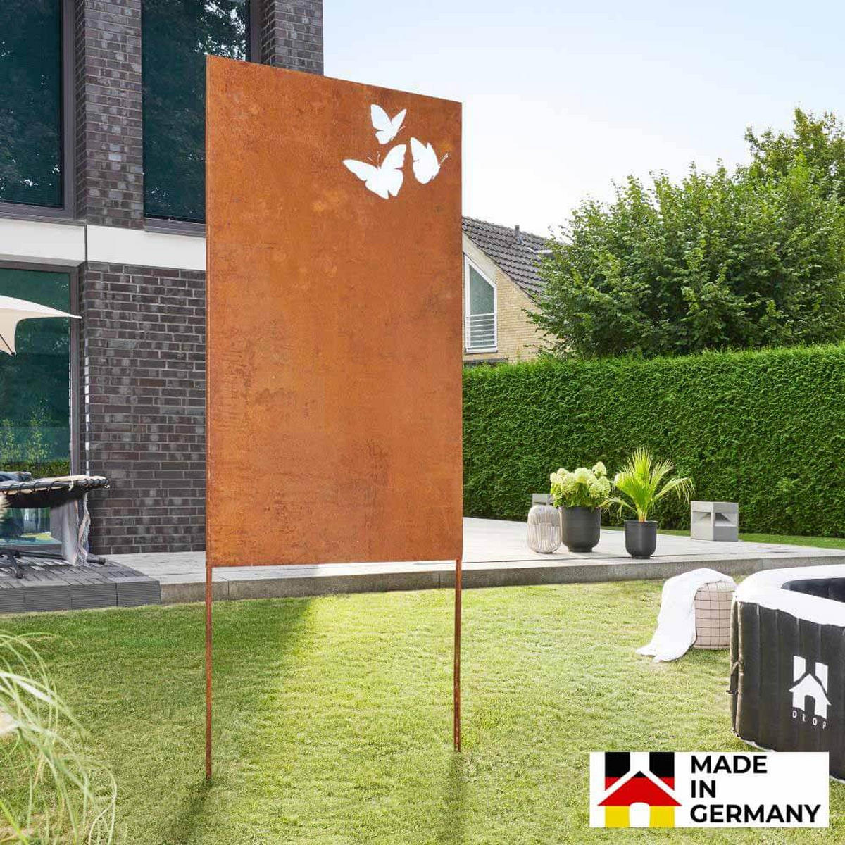 SICHTSCHUTZZAUN BUTTERFLY - Orange, Metall (100/180cm) - Home Deluxe