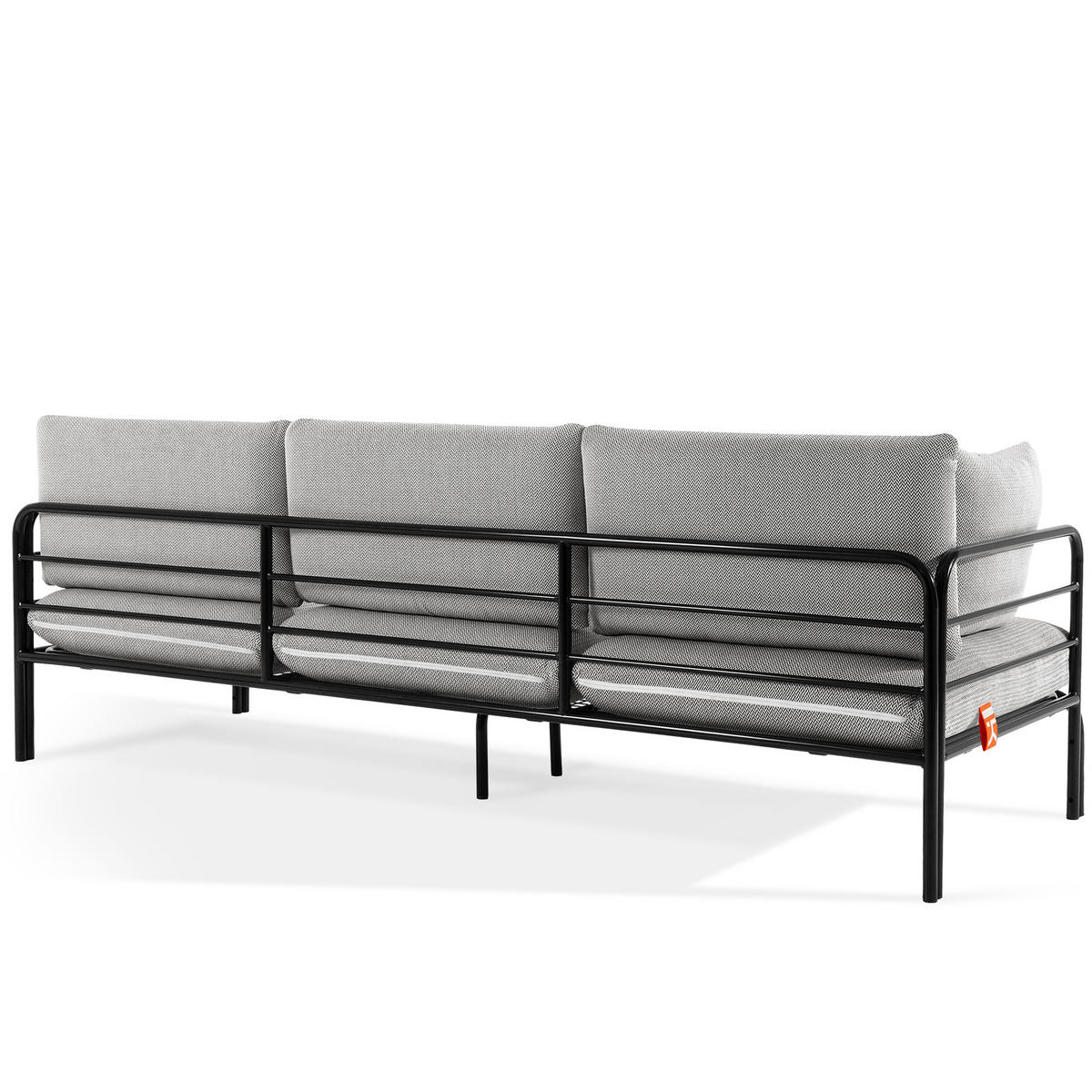 GARTENSOFA RAMBE 3-Personen mit Kissen, Anthrazit - Dunkelgrau/Anthrazit, Textil/Metall (225/80/80cm) - KONSIMO®