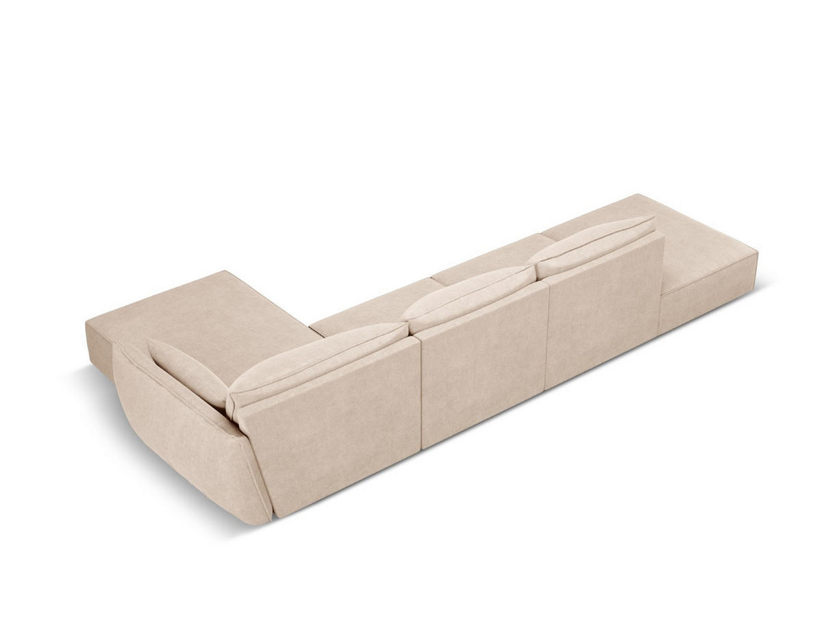 ECKSOFA rechts Kaelle aus Chenille-Stoff beige 5 Sitzplätze - Beige, Textil (171/364cm) - Micadoni