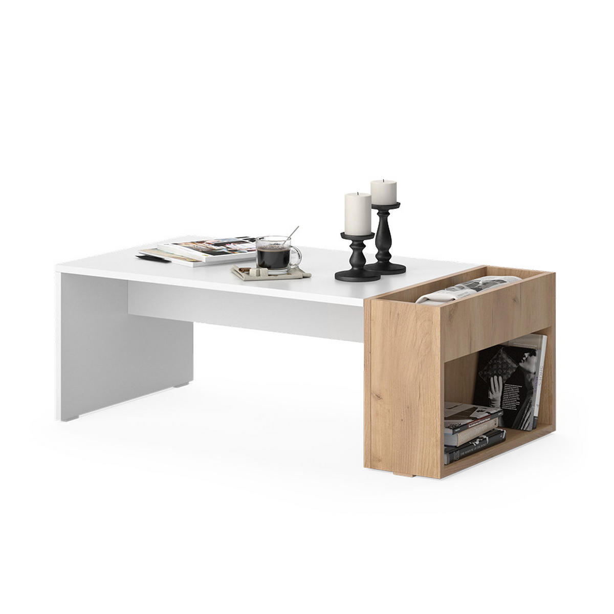 COUCHTISCH Chris Weiß/Goldkraft Eiche 95 x 49.4 cm - Honigeiche/Weiß, Holzwerkstoff (49.4/95/34cm) - Vicco