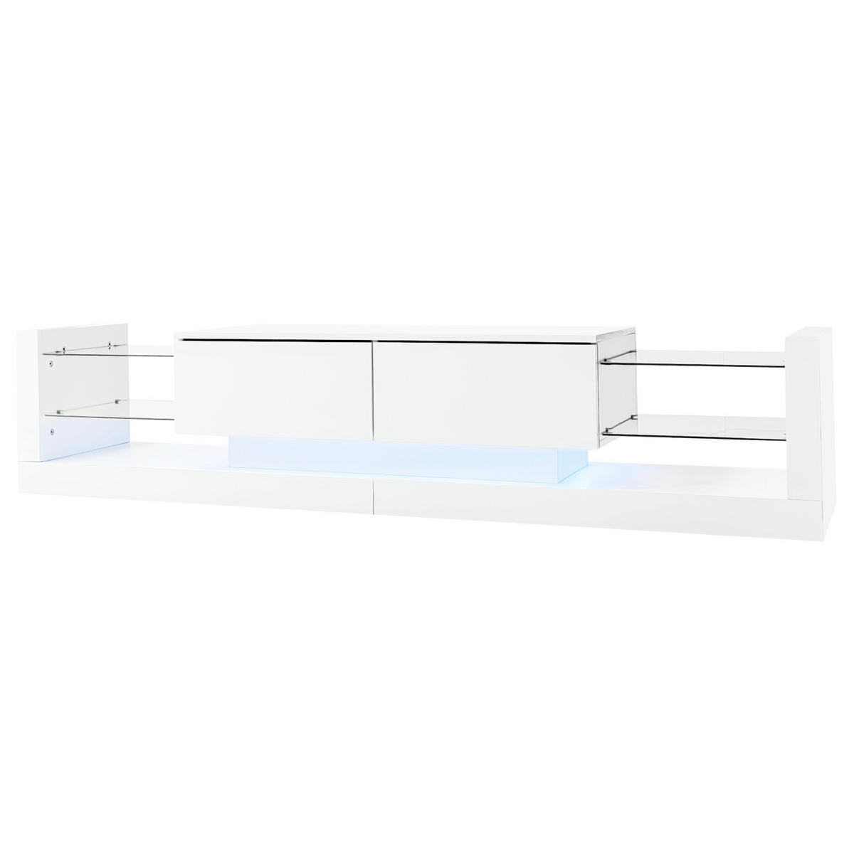 TV-SCHRANK mit LED-Beleuchtung 181 cm Hochglanz Weiß 2 Klappen - Weiß, Holzwerkstoff (38/38/181cm) - Beauniv