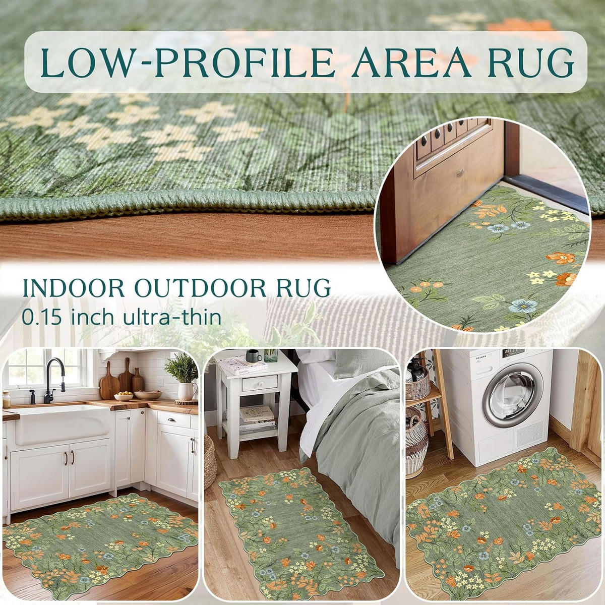 TEPPICH – 60 x 90 cm – Grün – Staubdichter und fleckenabweisender - Grün, Textil (60/90cm)