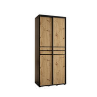 SCHWEBETÜRENSCHRANK 235,2/120/45 2-türig - Schwarz/Eiche Artisan, Holz/Metall (120/235/45cm) - Abiks Möbel