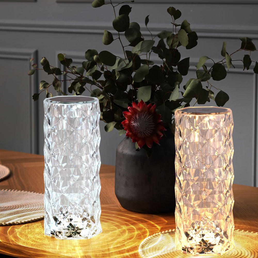 LED TISCHLEUCHTE Metall Kristallklar Silber 2er Set - Silberfarben, Kunststoff (9/9/21cm) - Globo Lighting