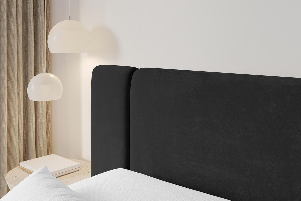 BOXBETT mit Matratze H3 - EVON - 140x200 cm Schwarz - Schwarz, Holzwerkstoff (140/200cm) - ALTDECOR