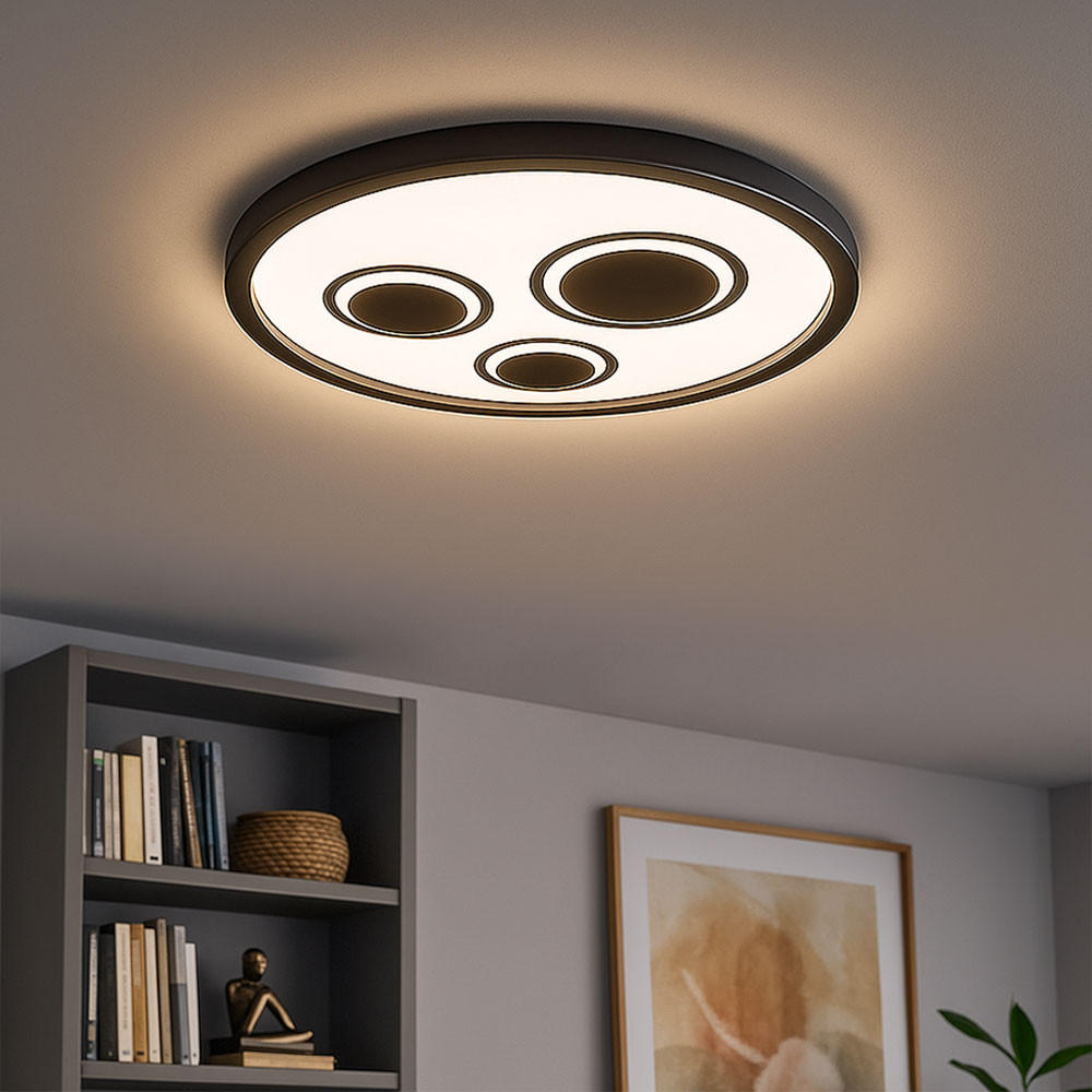 LED DECKENLEUCHTE Schwarz Backlight - Schwarz, Kunststoff (42.3/42.3/3.7cm) - Briloner