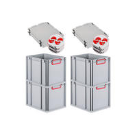 EUROBOX 4x Nextgen Color Mit Auflagedeckel 32x30x40cm Griffe Rot Geschlossen - Rot, Kunststoff (30/32/40cm) - PROREGAL