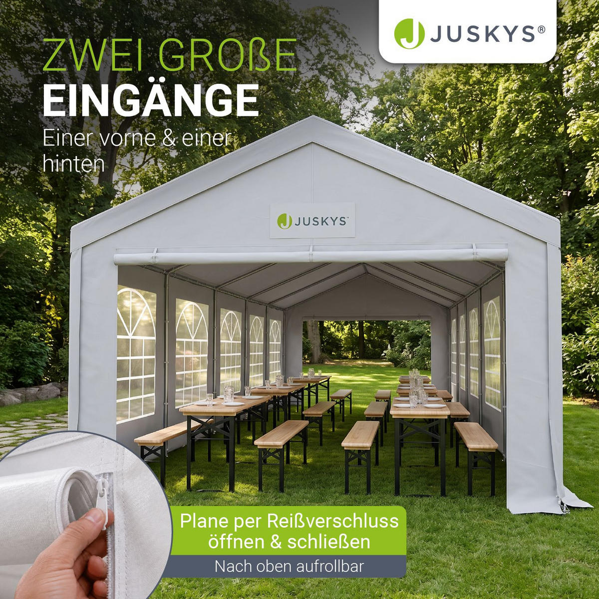 FESTZELT Partyzelt Gala weiß 5x10 m - Weiß, Kunststoff (500/280/1000cm) - Juskys