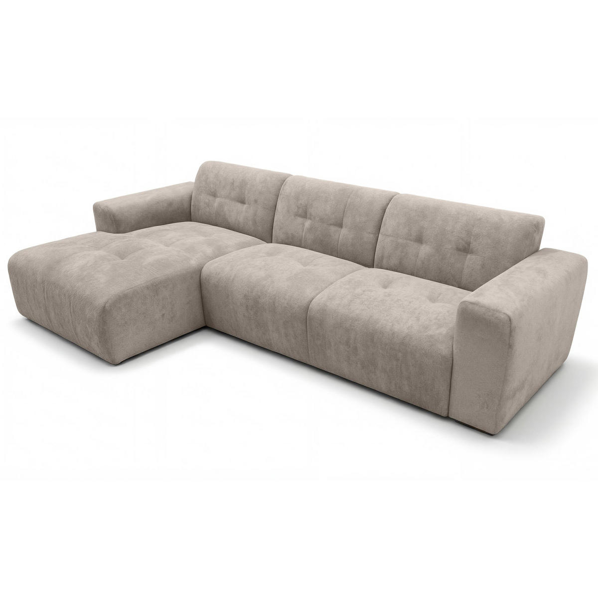 ECKSOFA L Form Corlu Beige 310/165/78 cm – stilvolle kleine Eckcouch Links - Beige/Schwarz, Kunststoff/Textil (310/165cm) - AX Living