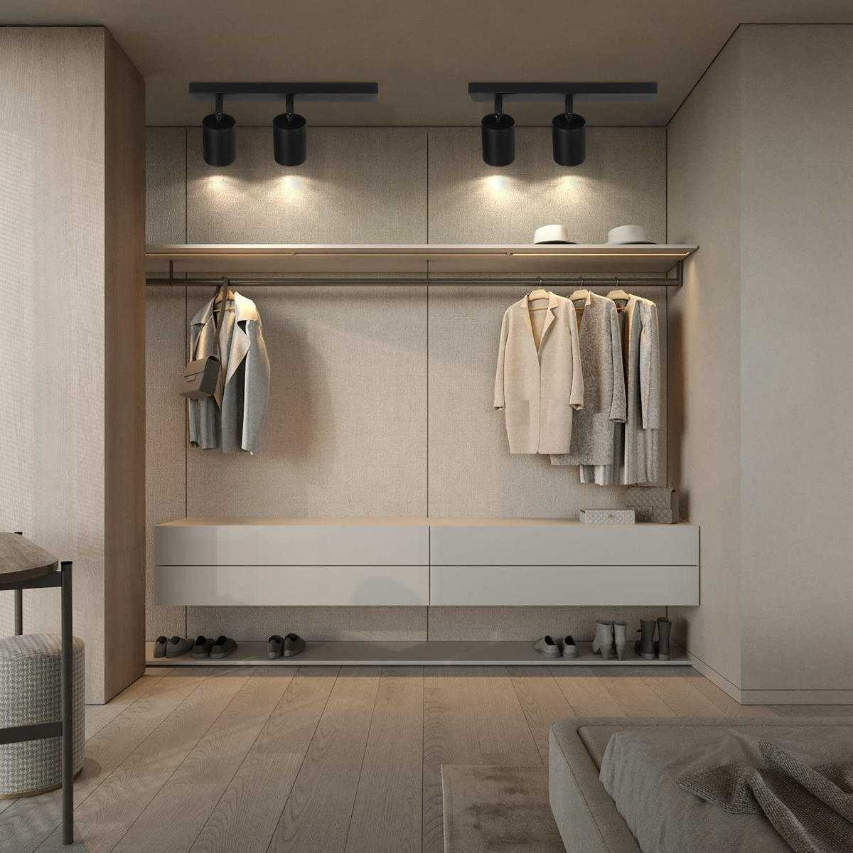 DECKENSTRAHLER Kohaku 31.2/9.5/6cm - Schwarz, Metall (31.2/9.5/6cm) - ZMH