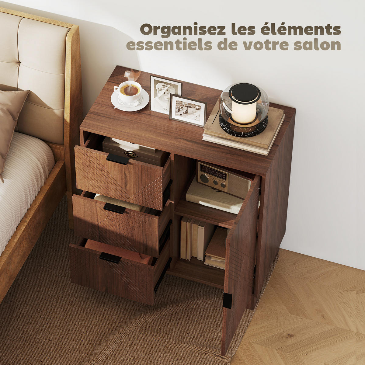 SIDEBOARD DE-11269 3 Schubladen Holzoptik Braun - Braun, Holzwerkstoff (75/80/39cm) - ComfortXL