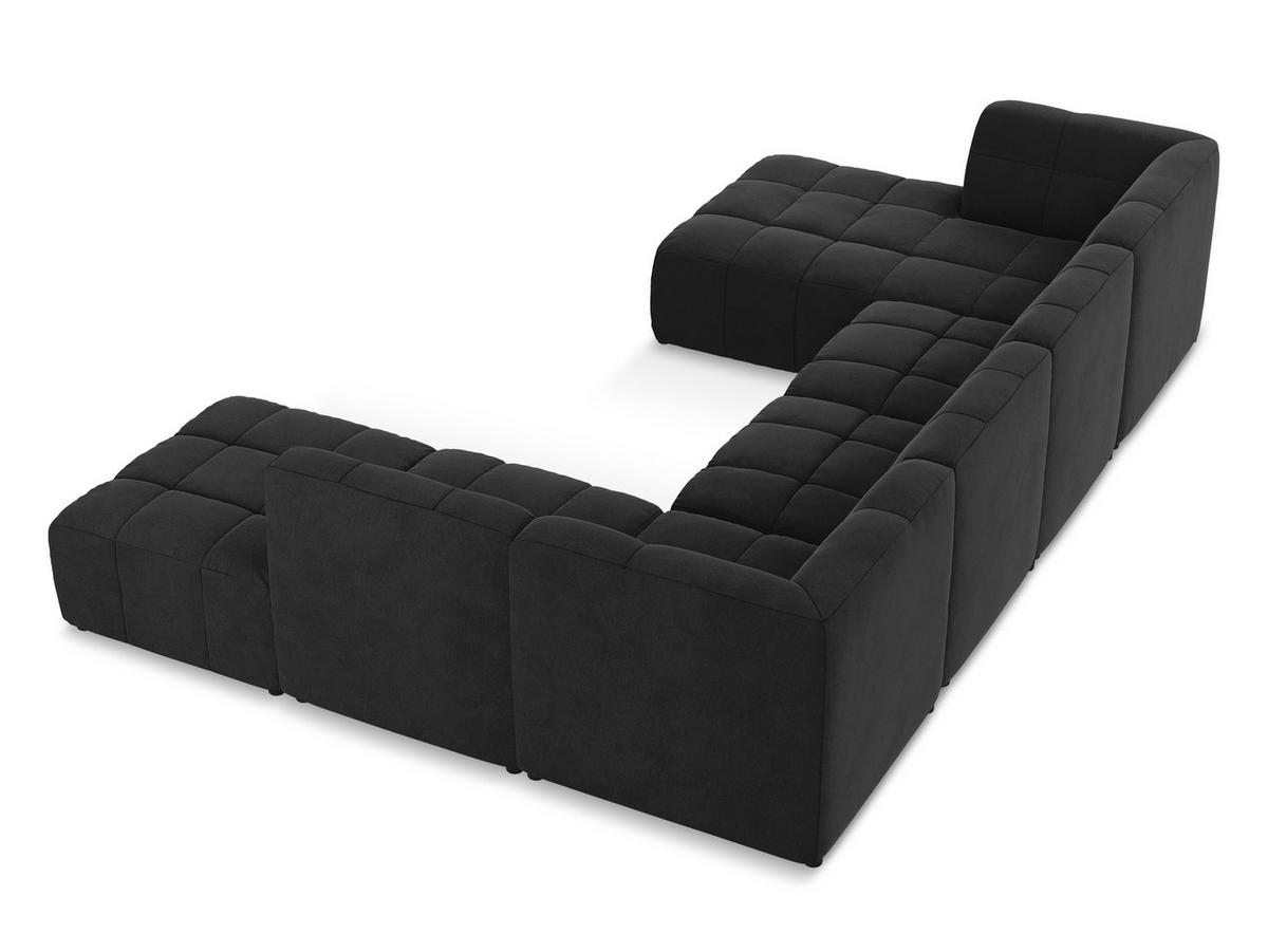 ECKSOFA Links Samt Stoff Grau - Taupe/Schwarz, Holzwerkstoff/Kunststoff (248/166cm) - Makamii