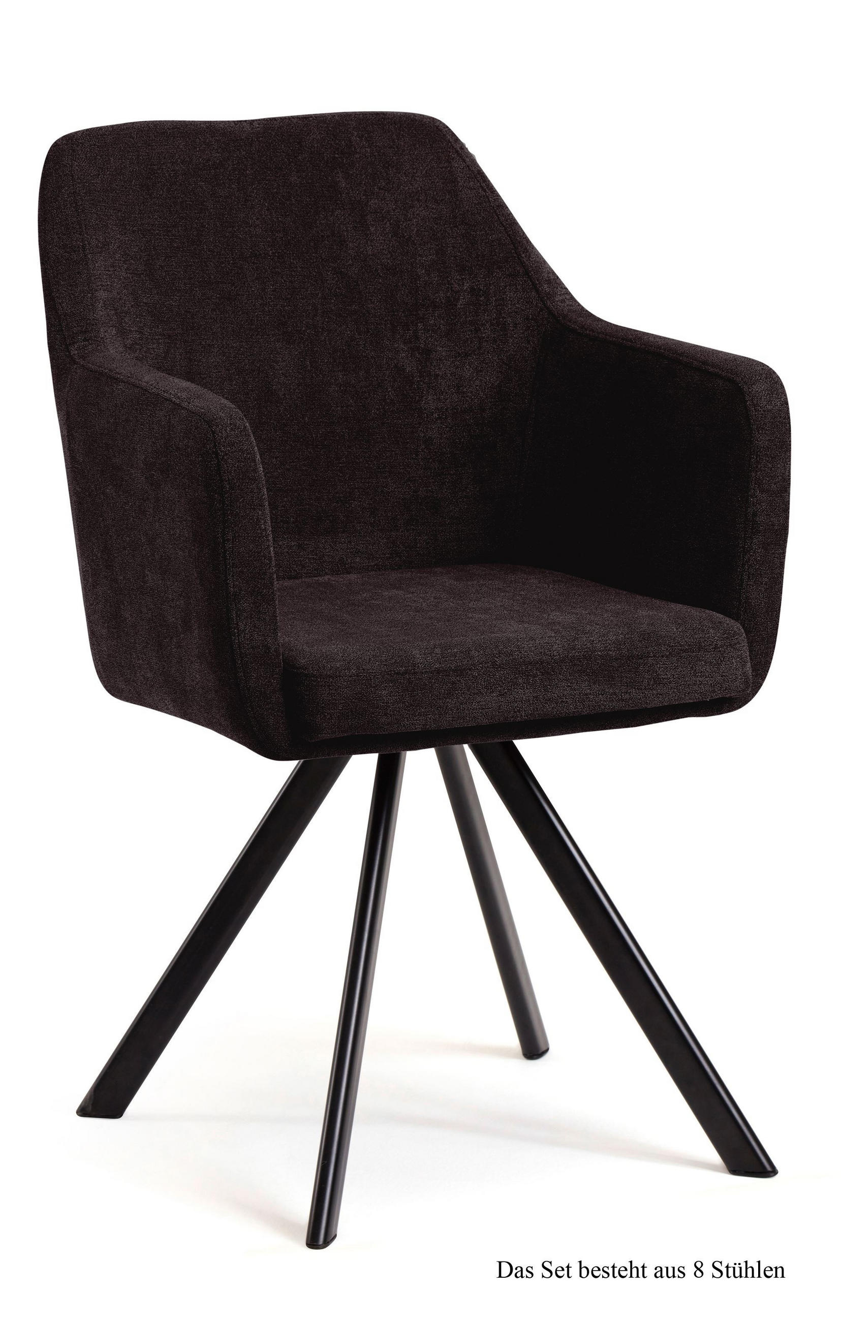 ARMLEHNSTUHL (8er-Set) Debee 57x87x60 Schwarz/Espresso - Dunkelbraun/Schwarz, Kunststoff (60/87/57cm) - 58aufmkessel