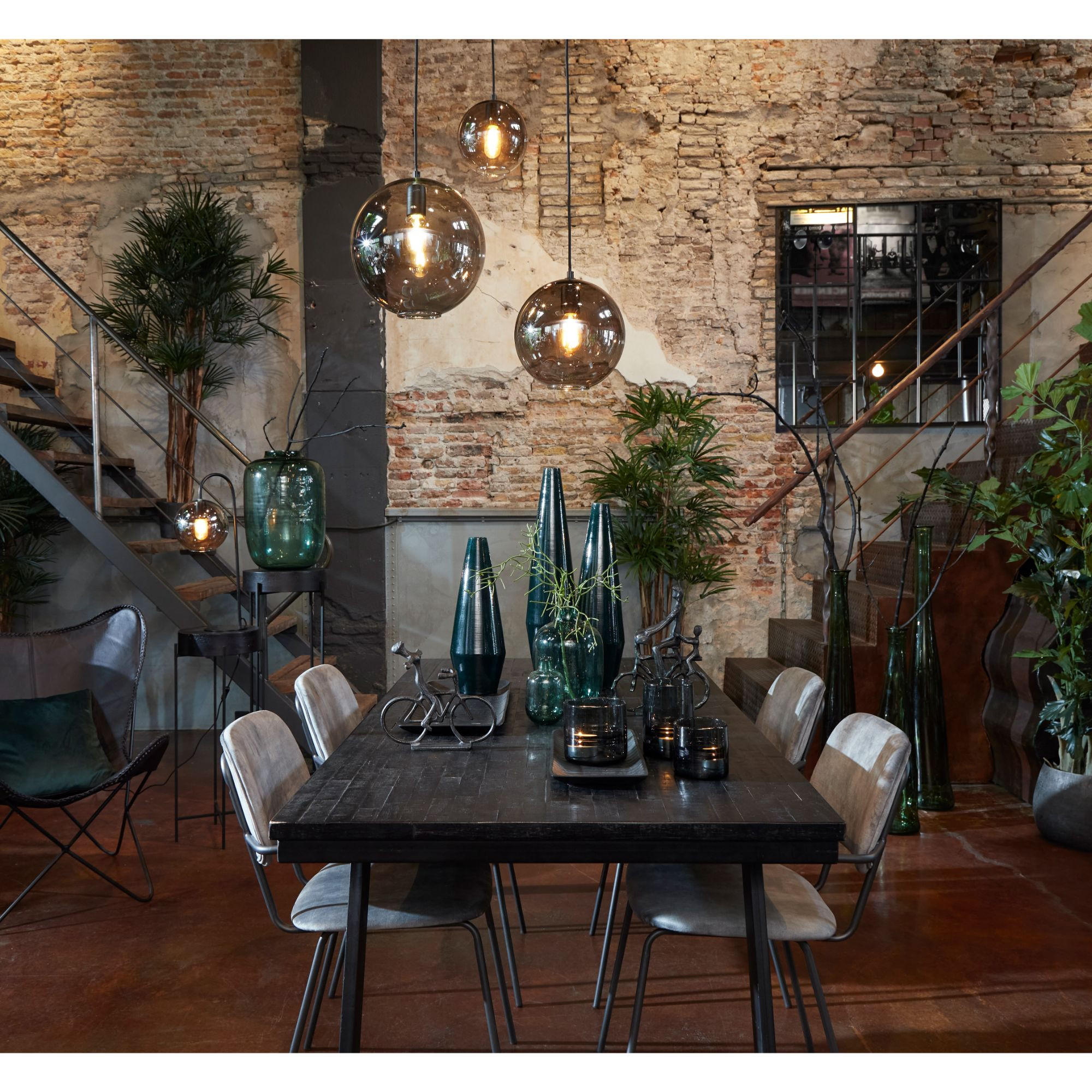 Thumbnail - Light & Living Tischlampe, Grau, Glas, Rund, 20x60x28 cm, CE, Lampen & Leuchten, Innenbeleuchtung, Tischlampen, Tischlam...