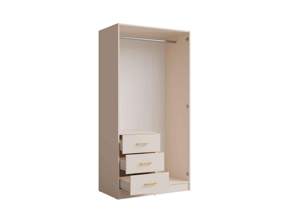 DREHTÜRENSCHRANK NEVARIS 101/200,5/58cm 2-türig mit Spiegel Sandbeige - Sandfarben, Holzwerkstoff (101/200.5/58cm) - MASSENO