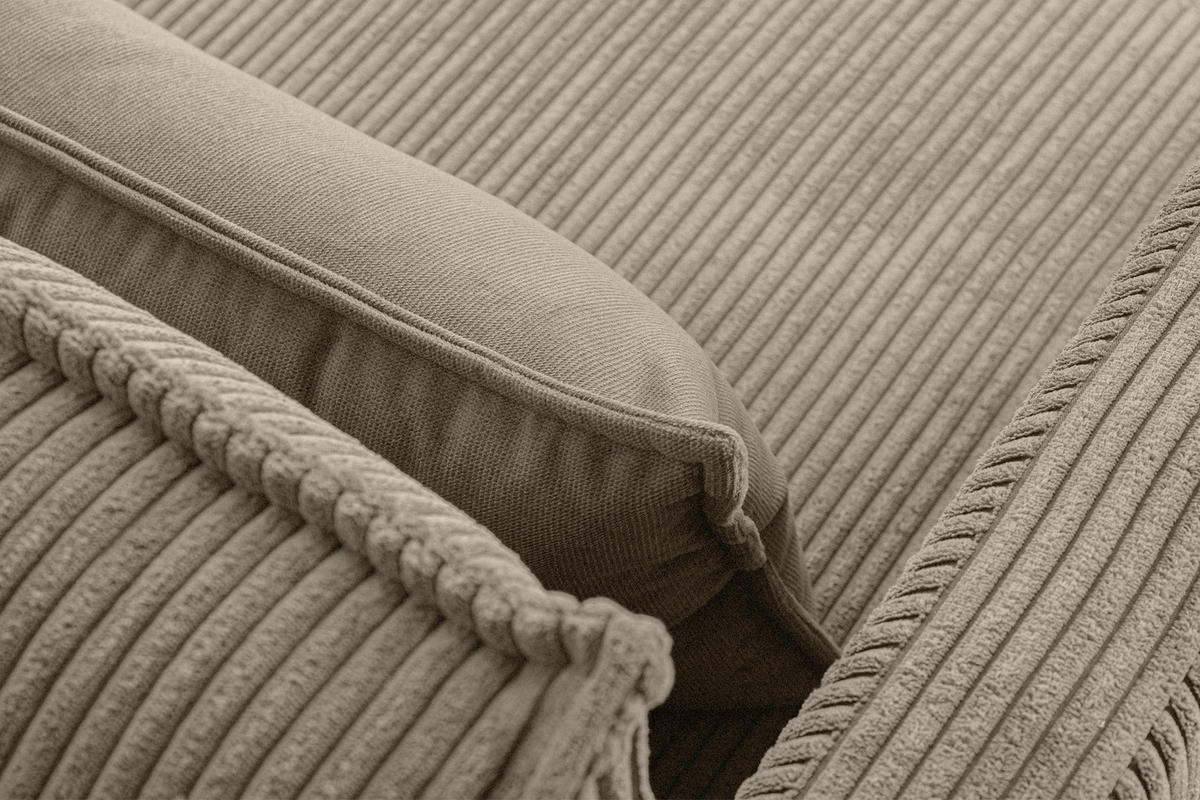3-SITZER-SOFA GANZO 2 Kissen inklusive, Cord-Stoff, beige - Beige/Schwarz, Textil/Metall (193/84/92cm) - KONSIMO®