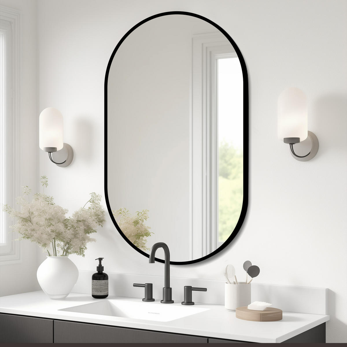 BADEZIMMERSPIEGEL 50x80x3cm Silber,horizontal/vertikal montierbar mit Explosionsschutzglas - Silberfarben, Glas (3/80/50cm) - Modfu