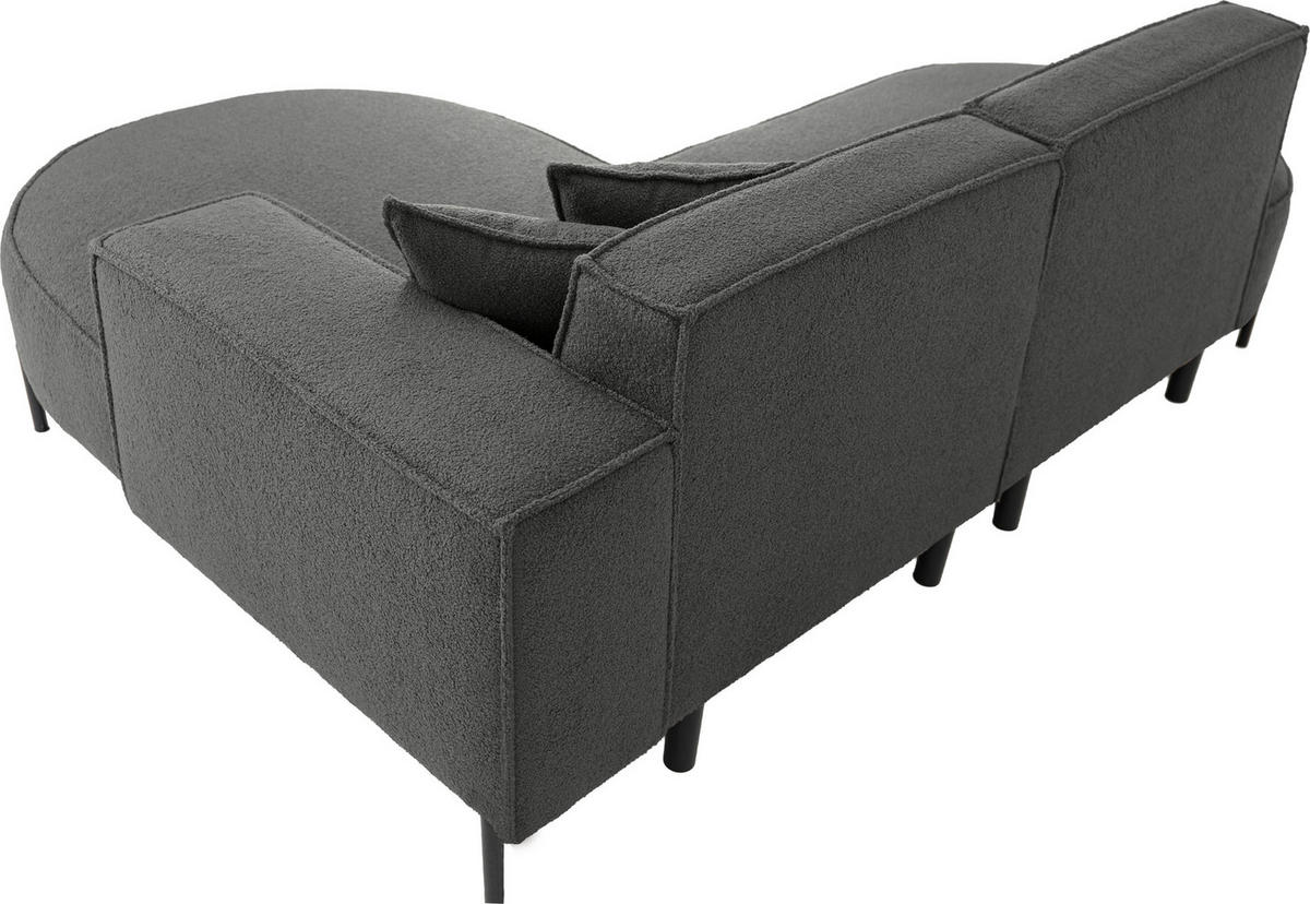 ECKSOFA Hana Loft 3-Sitzer Ecke Rechts, Boucle, Grau 241/80/168 cm - Schwarz/Grau, Textil/Metall (241/168cm) - WFL GROUP
