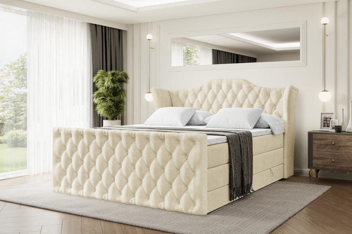 BOXSPRINGBETT VILA-Z KING - 160x200 - H3/H4 - Beige - Beige, Holzwerkstoff (160/200cm) - ALTDECOR
