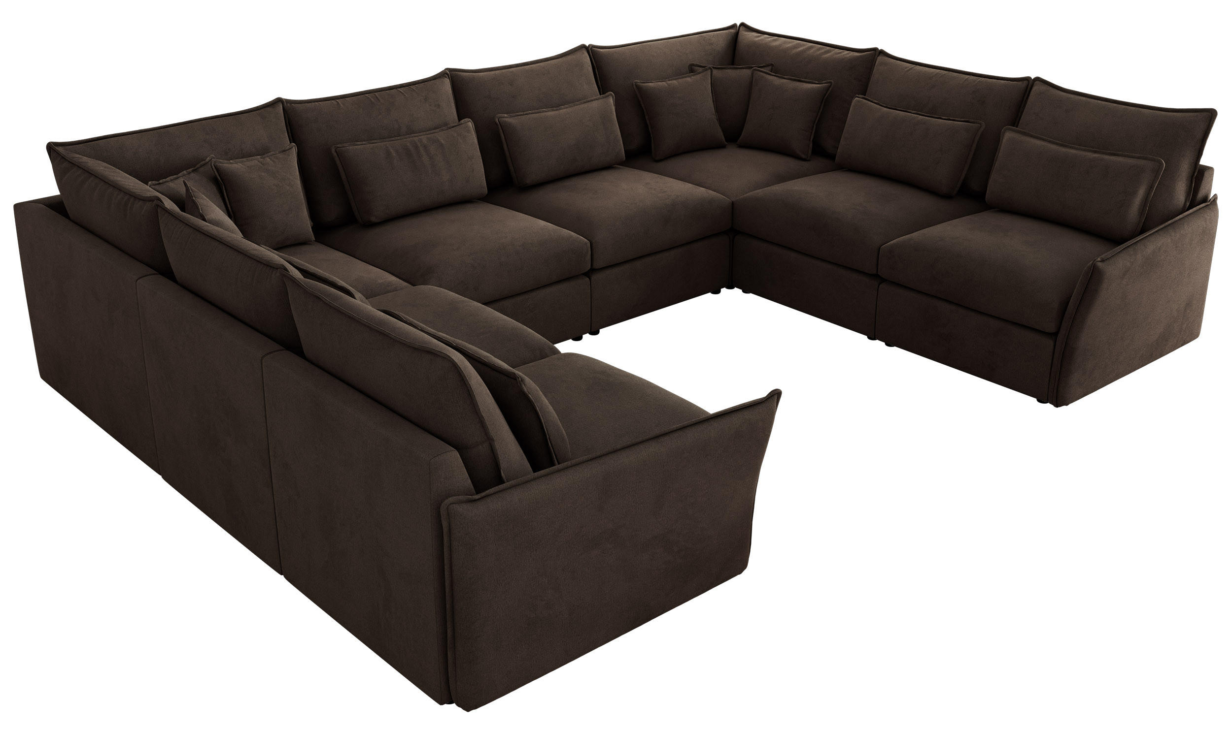 WOHNLANDSCHAFT VERSO U 8M Braun Velvet - Schwarz/Braun, Kunststoff/Textil (362/93/270cm) - MKS