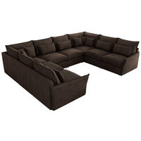 WOHNLANDSCHAFT VERSO U 8M Braun Velvet - Schwarz/Braun, Kunststoff/Textil (362/93/270cm) - MKS