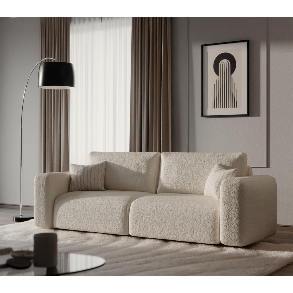 Thumbnail - Fedve Sofa, Weiß, Textil, 255x85x105 cm, Wohnzimmer, Sofas & Couches, Schlafsofas