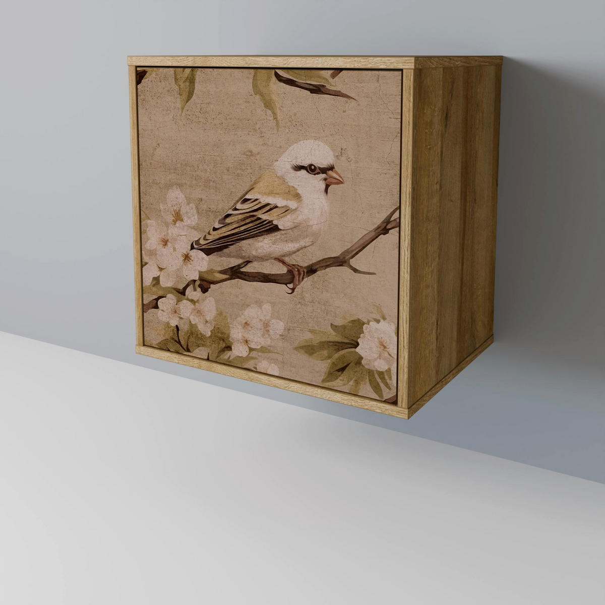 SIDEBOARD PETAL DISTINGUISH, Eichefarben, 57,5x42x75,5 cm, Goldfarbene Metallfüße - Eichefarben/Goldfarben, Holzwerkstoff/Metall (57.5/75.5/42cm) - SpaceRebels
