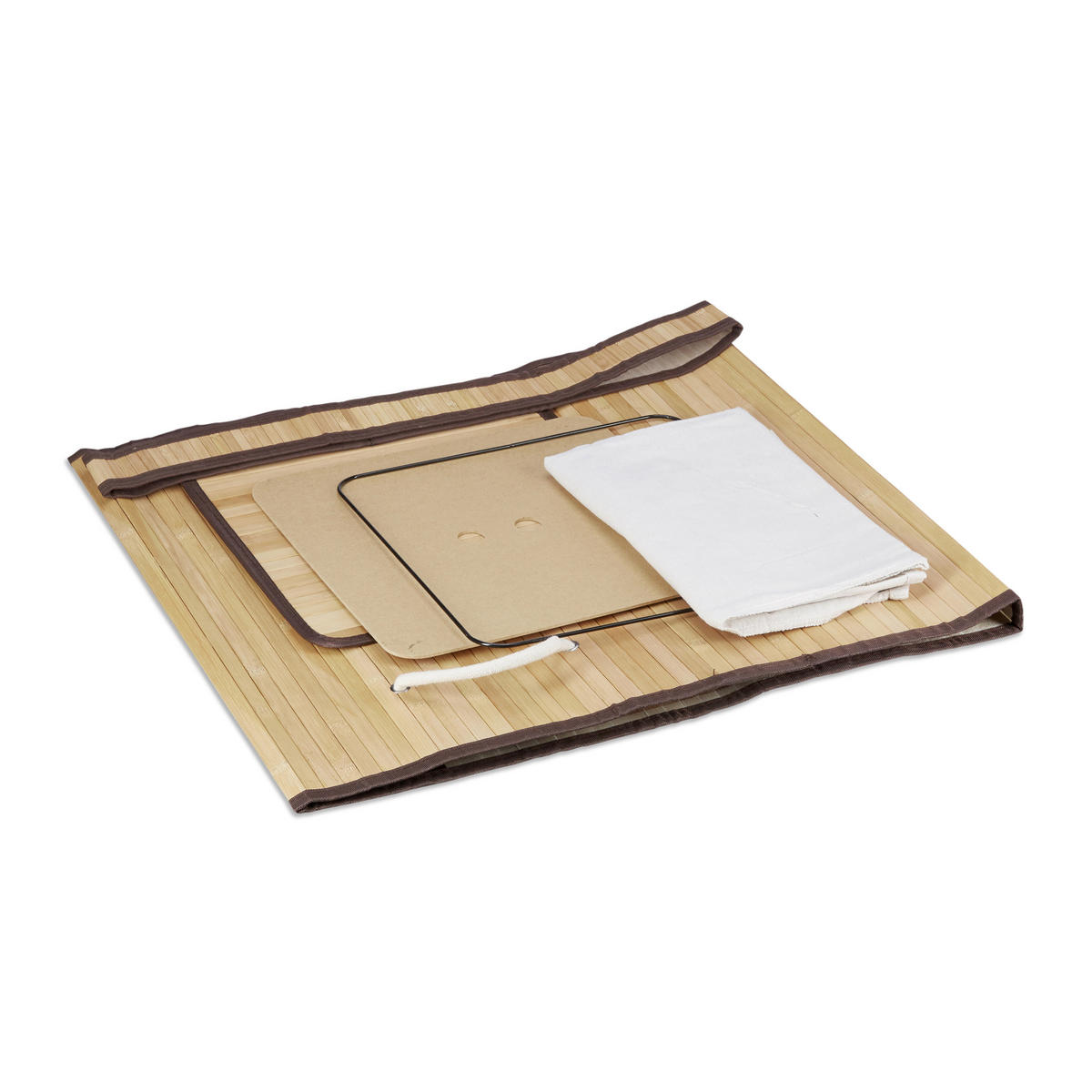 WÄSCHEKORB - Hellbraun, Holz/Textil (36/63/36cm) - Relaxdays