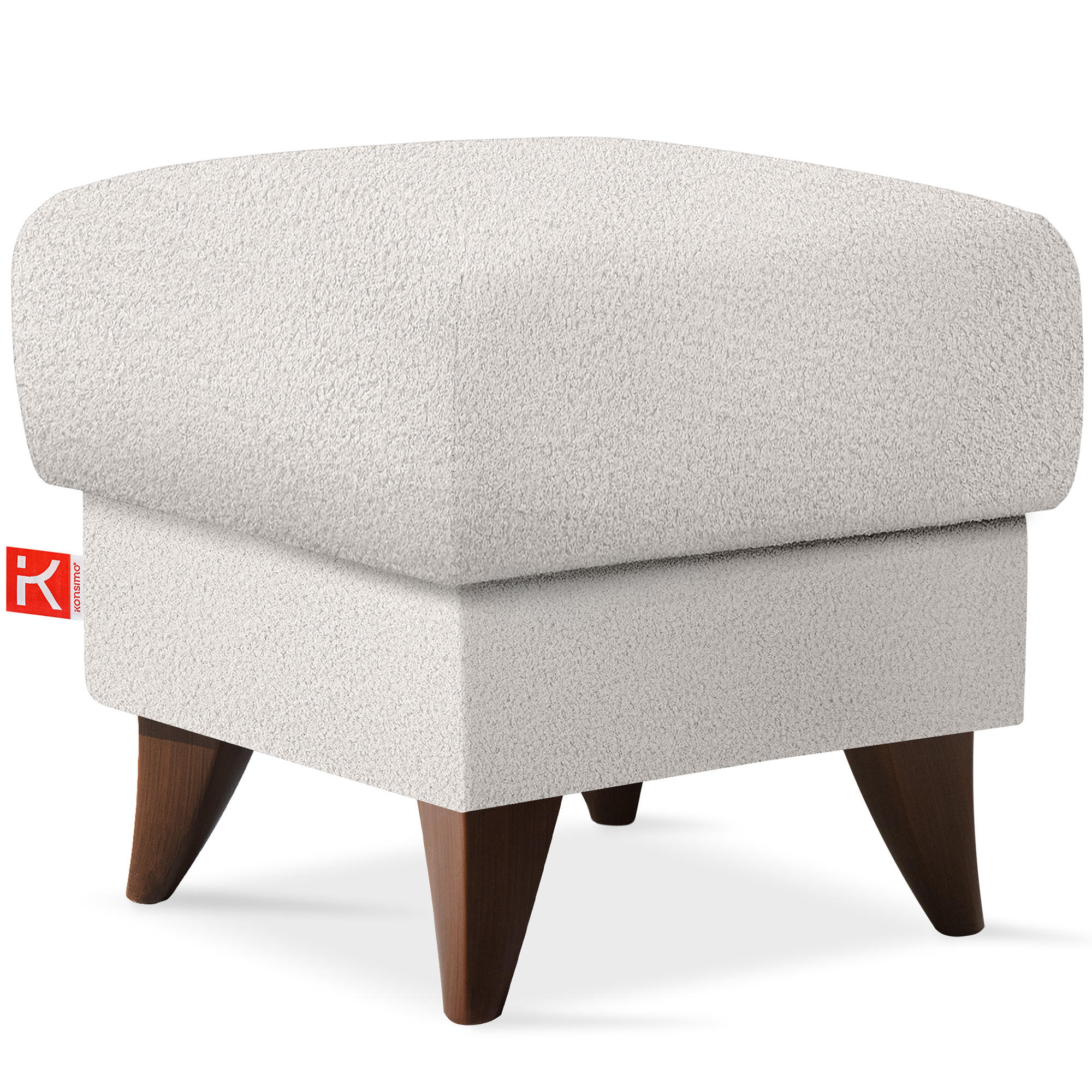 HOCKER GUSTAVO Fußstütze, Bouclé, Weiß - Weiß, Holz/Holzwerkstoff (53/49/53cm) - KONSIMO®