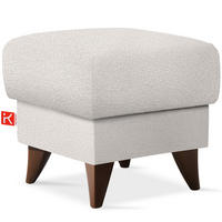 HOCKER GUSTAVO Fußstütze, Bouclé, Weiß - Weiß, Holz/Holzwerkstoff (53/49/53cm) - KONSIMO®
