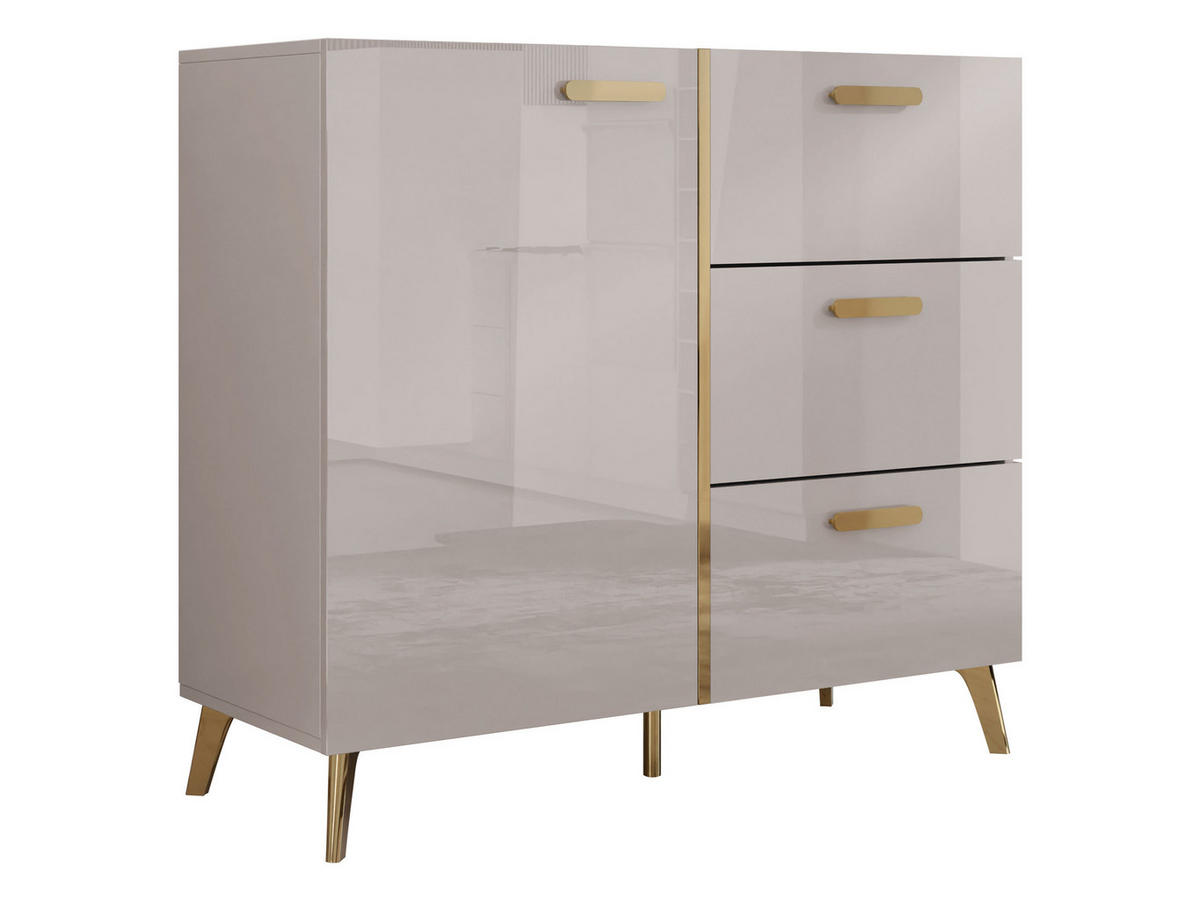 KOMMODE Picru 100 1D3SZ - Kaschmir/Goldfarben, Holzwerkstoff/Kunststoff (100/92/38cm) - MIRJAN24