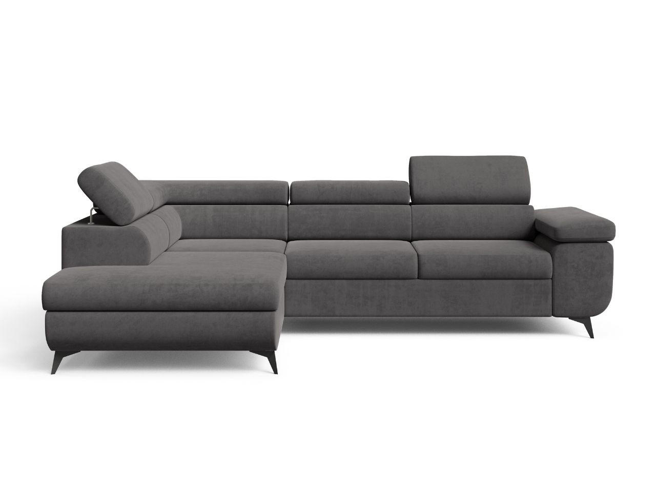 ECKSOFA Argon Dunkelgrau Rechts - Dunkelgrau/Schwarz, Holz/Textil (190/255cm) - Graingold