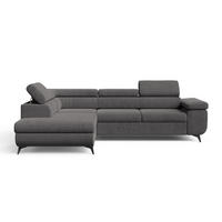 ECKSOFA Argon Dunkelgrau Rechts - Dunkelgrau/Schwarz, Holz/Textil (190/255cm) - Graingold