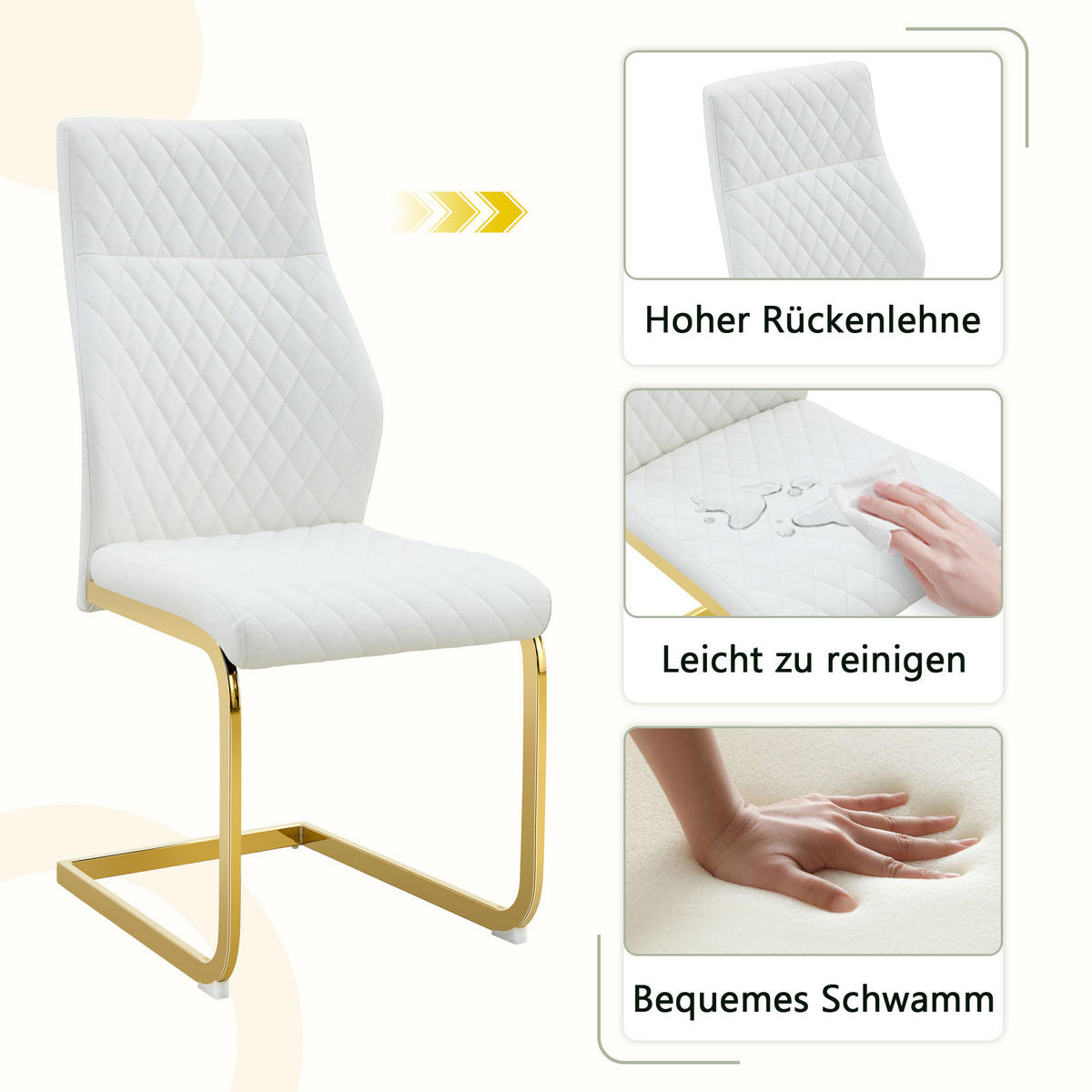 SCHWINGSTUHL DE-36566 2er-Set mit PU-Bezug und Metallrahmen Weiß - Weiß, Metall (63/100/43cm) - ComfortXL