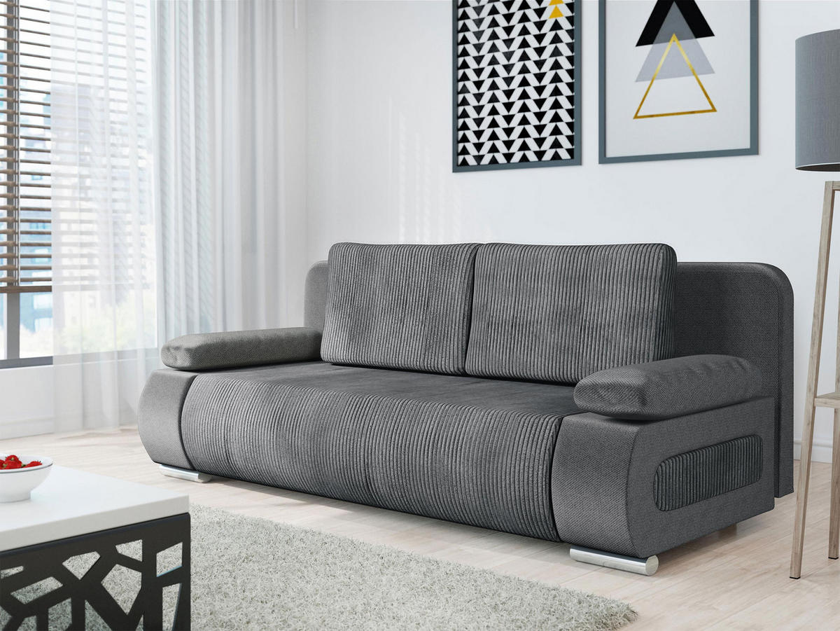 SCHLAFSOFA Emma Cord - Grau, Holz/Kunststoff (200/77/92cm) - MIRJAN24