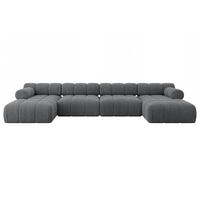 WOHNLANDSCHAFT modulares Sofa Tesso-U2 - 380x160x70 cm Dunkelgrau Cord - Dunkelgrau, Holzwerkstoff/Textil (380/70/160cm) - ALTDECOR