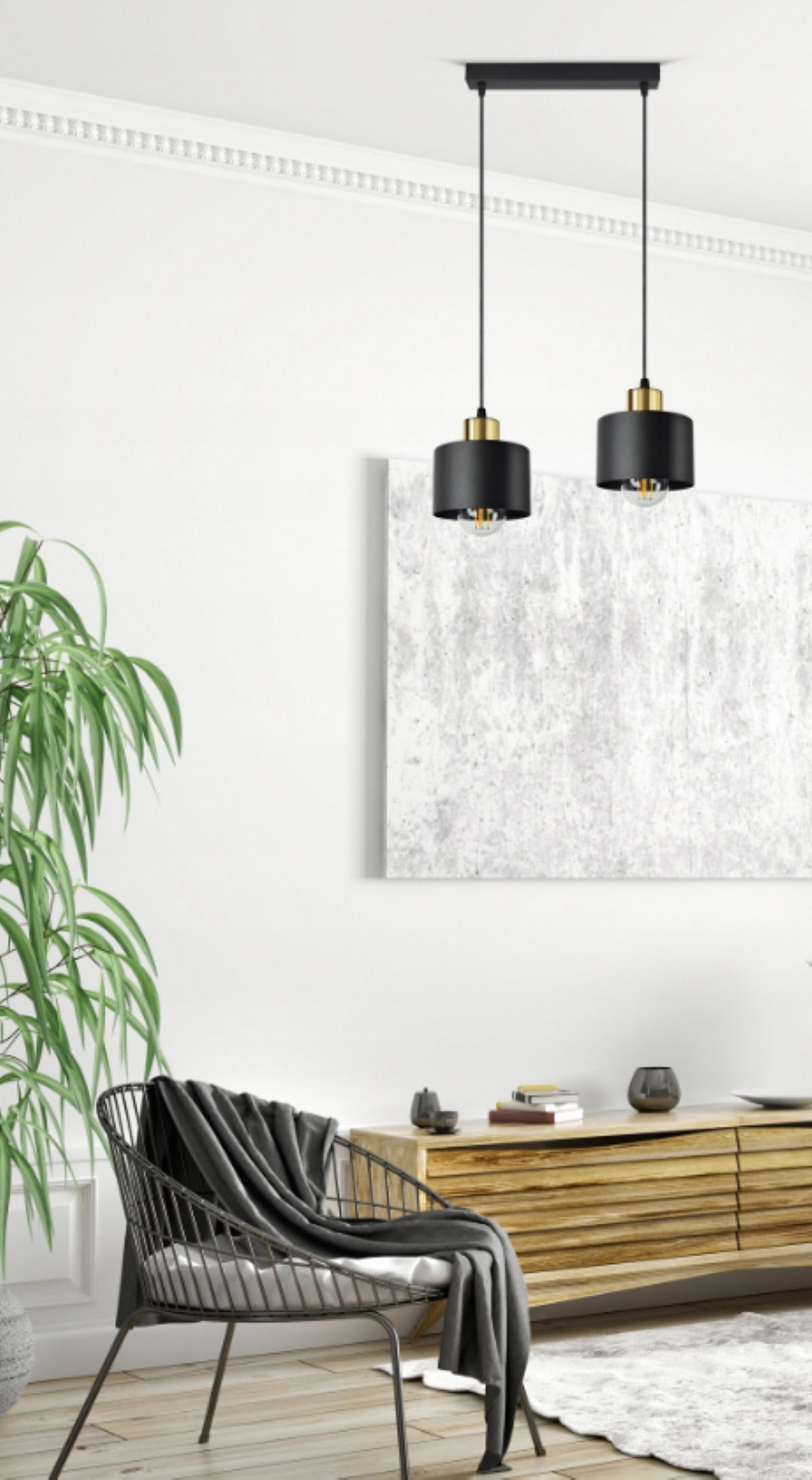 PENDELLEUCHTE BLACKSPOT - Goldfarben/Schwarz, Metall (12/35/80cm) - kiki design