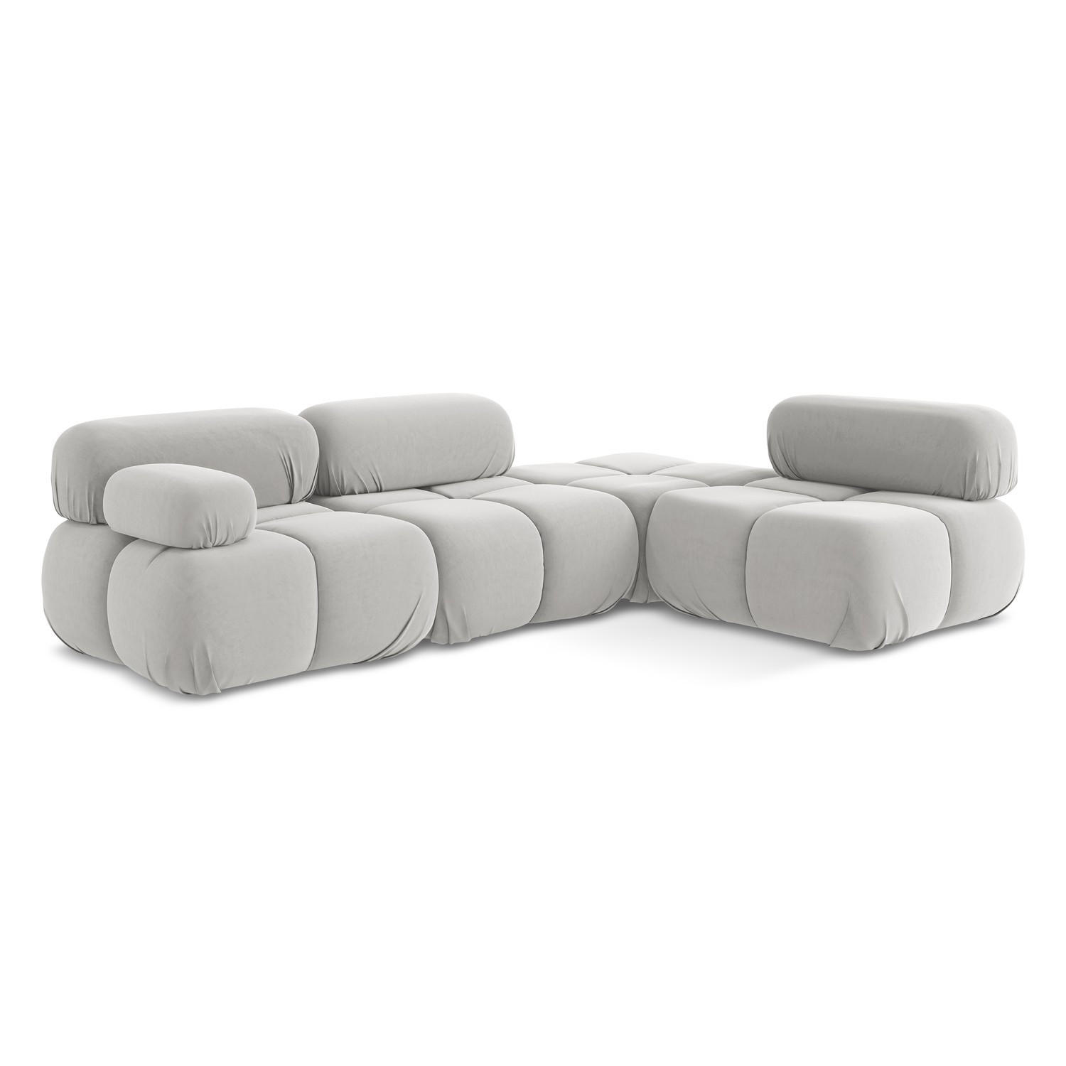 ECKSOFA Rechts Samt Stoff Grau - Silberfarben/Schwarz, Kunststoff/Textil (285/190cm) - LaMiaSofa