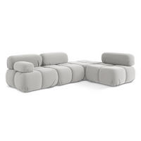 ECKSOFA Rechts Samt Stoff Grau - Silberfarben/Schwarz, Kunststoff/Textil (285/190cm) - LaMiaSofa