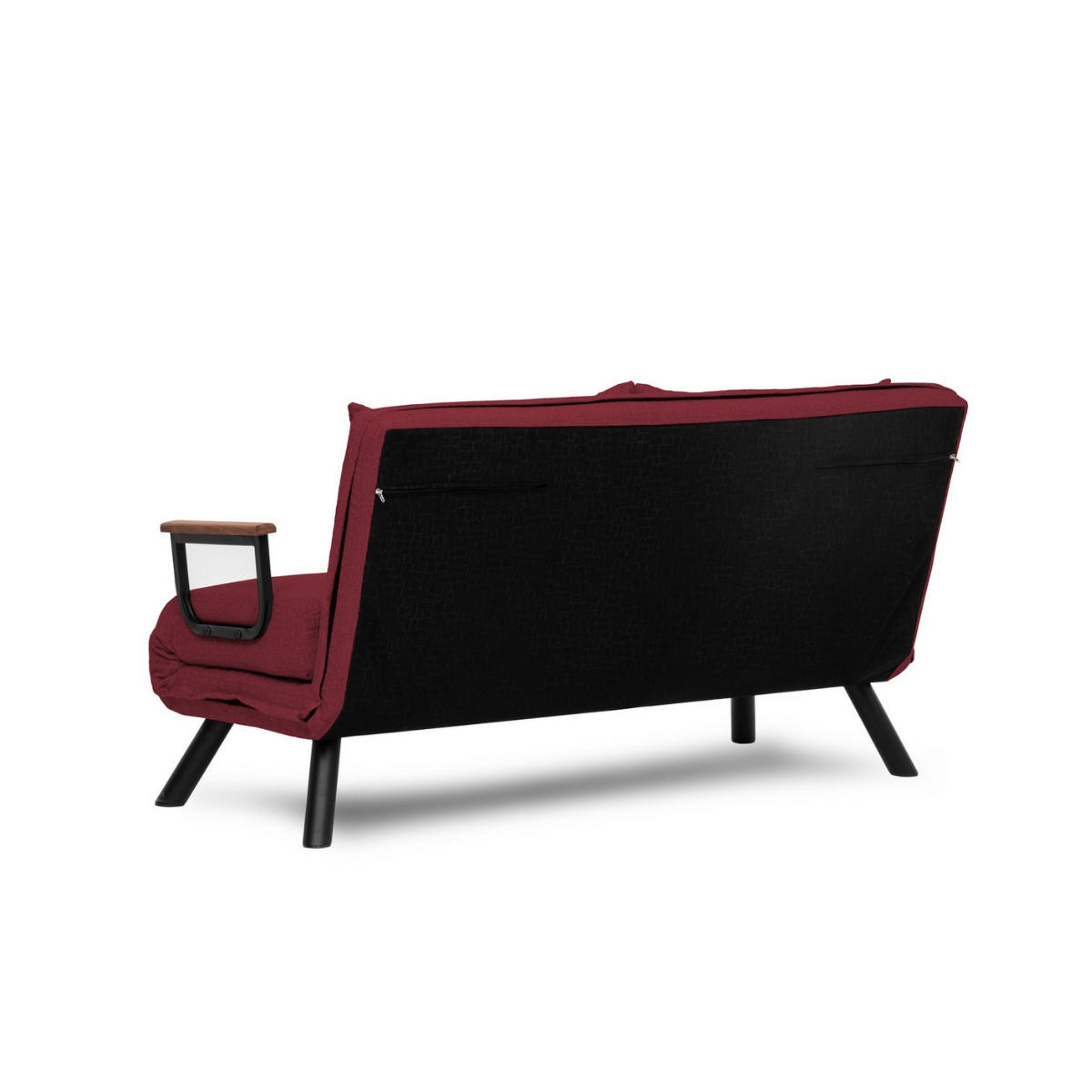 SCHLAFSOFA für 2 Personen mit Stoffbezug und Metallfüßen 133/50/41 cm - Bordeaux, Metall (50/41/133cm) - Calicosy