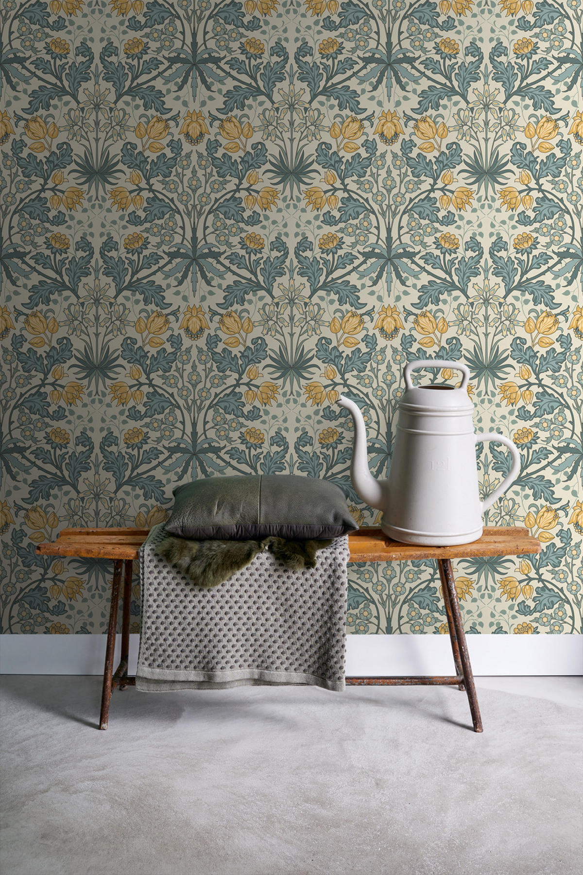 TAPETE Blumenmuster im Jugendstil 50 x 900 cm - Gelb, Papier (50/900cm) - ESTAhome