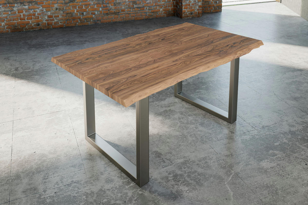 ESSTISCH LAUREN - Beige/Silberfarben, Holz/Metall (90/180/77cm) - SAM