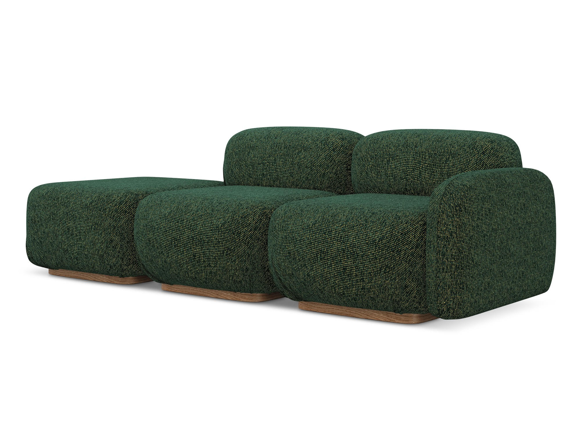 3-SITZER SOFA Links Strukturstoff Stoff Grün - Braun/Grün, Holz/Textil (258/73/95cm) - Makamii