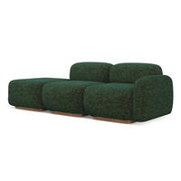 3-SITZER SOFA Links Strukturstoff Stoff Grün - Braun/Grün, Holz/Textil (258/73/95cm) - Makamii