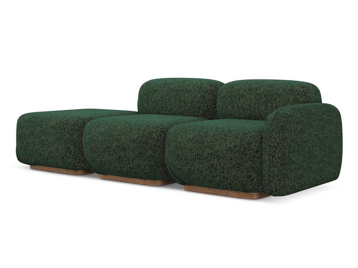 3-SITZER SOFA Links Strukturstoff Stoff Grün - Braun/Grün, Holz/Textil (258/73/95cm) - Makamii