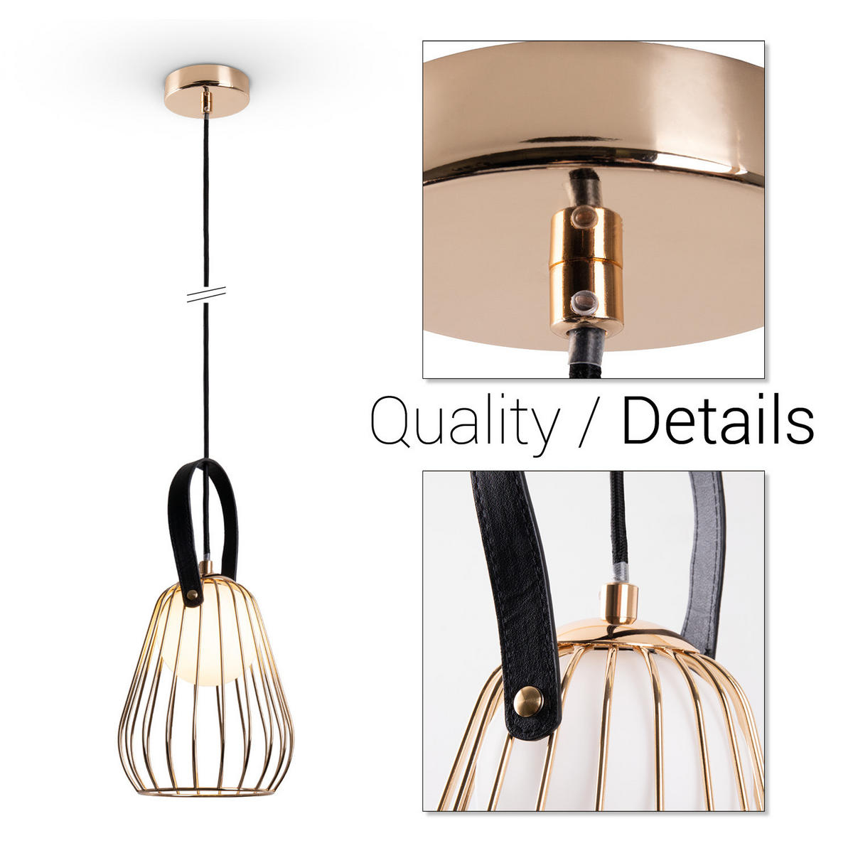 PENDELLEUCHTE Ricarda - Goldfarben, Metall (18/18/22cm) - Paco Home