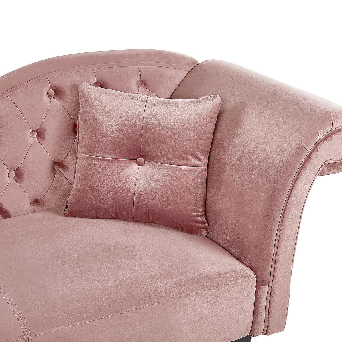 ČALOUNĚNÉ LEHÁTKO CHAISE LONGUE Sametová látka růžové pravostranné Lattes - růžová, textil (188/87/59cm) - Beliani