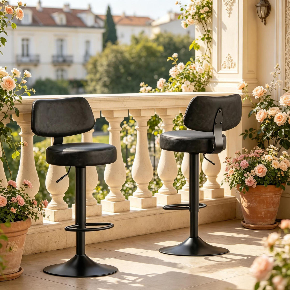 BARHOCKER DE-36212 2er Set mit Kunstlederbezug Anthrazit - Anthrazit, Metall (41/109/41cm) - ComfortXL