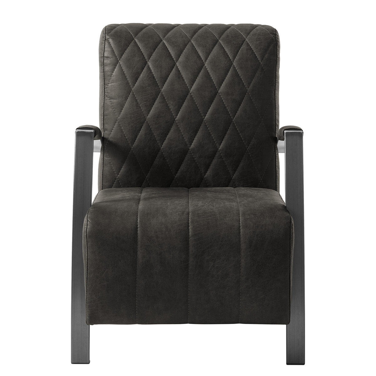 SESSEL - Antiklederlook - Grau, Textil (63/83/83cm) - home24