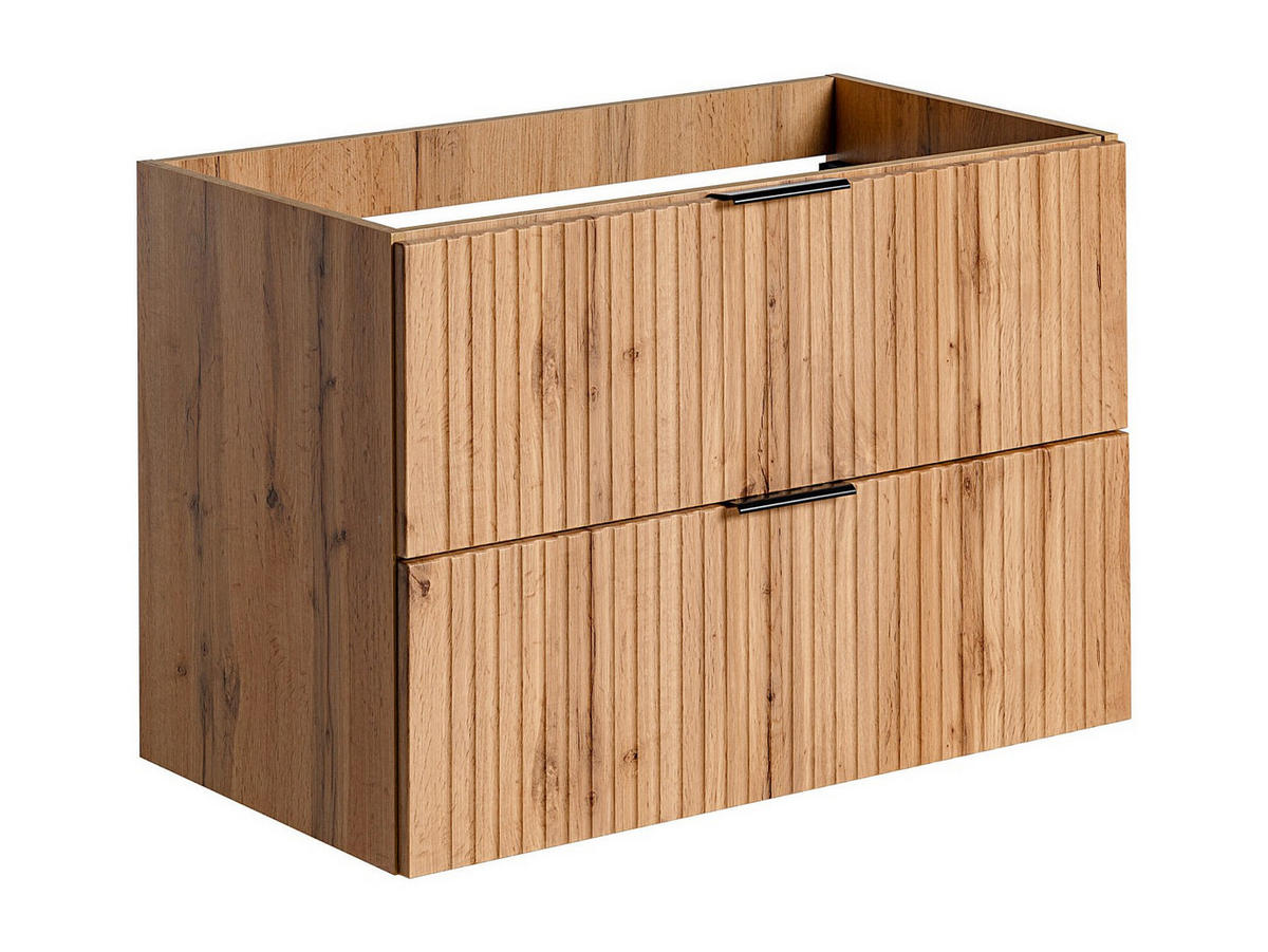 WASCHBECKENUNTERSCHRANK hängend - Streifenoptik - Holzfarben hell - 80 cm - ZEVARA - Naturfarben, Holz (80/57/46cm) - Vente-Unique